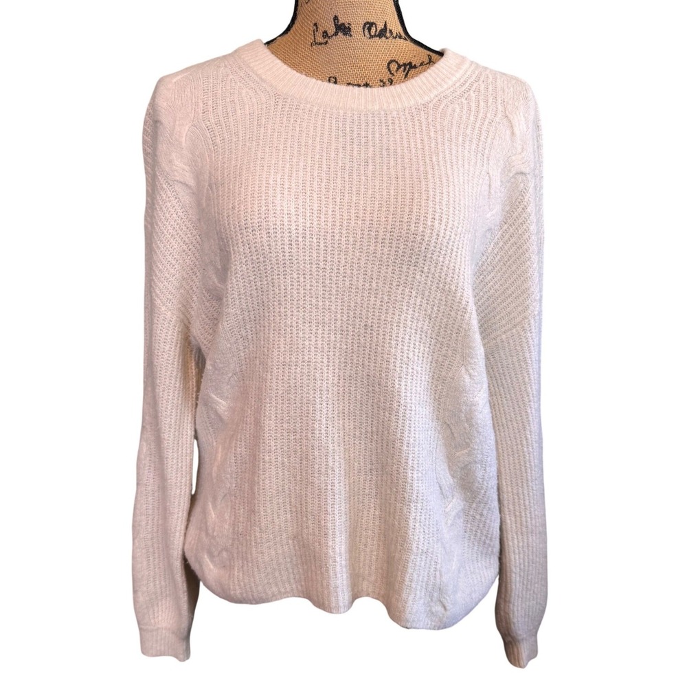 Splendid Womens Cozy Cable Knit Crewneck Preppy Pullover Sweater‎ White Medium